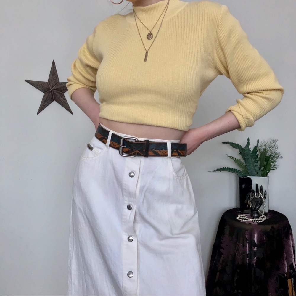 3/$20 | teal & orange pattern leather belt